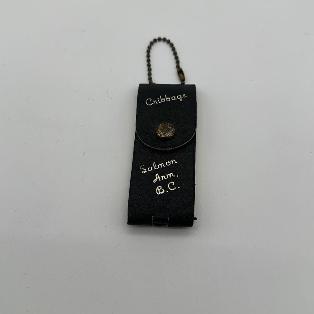 Vintage Miniature Cribbage Board Key Chain Missing pegs Salmon Ann B.C Rare